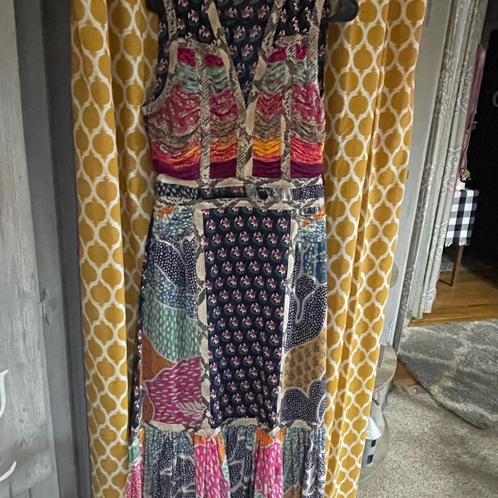 Diane Von Furstenberg Multicolor Patchwork Midi Dress. Size 10